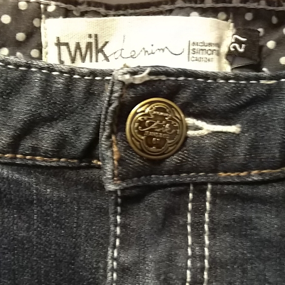 Twik denim miniskirt with navy lace ruffles - Picture 2 of 4